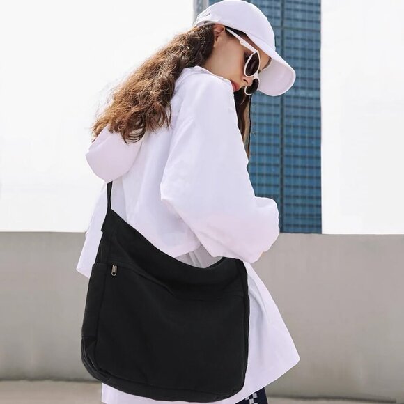 Canvas Hobo Crossbody Tote Bag for Women Men Large Capacity Travel Work - Picture 2 of 6